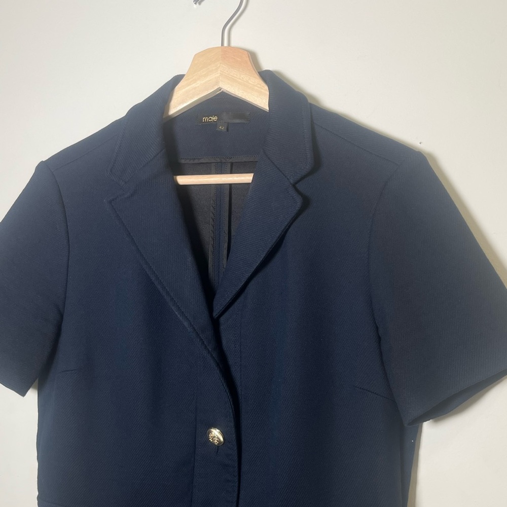 Maje Navy Blue Pleated Dress